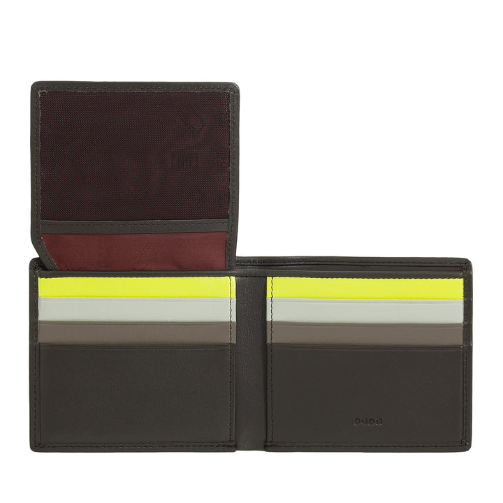 DUDU Small RFID Men's Wallet in Multicolored Leather Card Holder