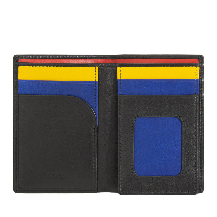 DUDU Portefeuille Slim pour Homme en Cuir, Design Petit et Fin, Porte-Monnaie et Porte-Cartes, Portefeuille Compact avec Rabat et fenêtre
