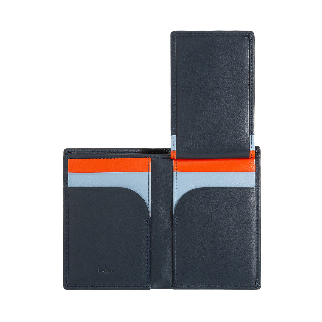 DUDU Slim Men's Wallet in Leather, Small and Thin Design, Money and Card Holder, Compact Wallet with Flap and Window