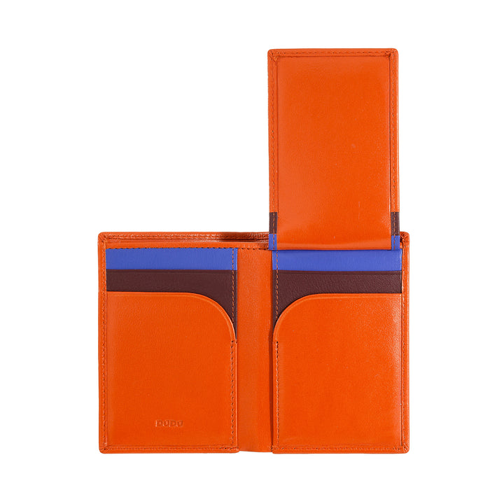 DUDU Slim Men's Wallet in Leather, Small and Thin Design, Money and Card Holder, Compact Wallet with Flap and Window