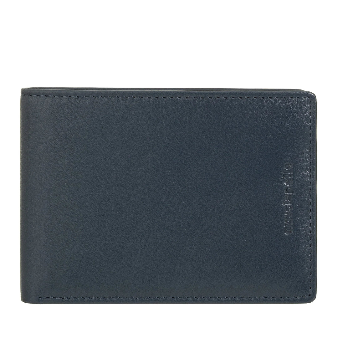 Ανδρικό πορτοφόλι Nuvola Pelle Compact Slim από γνήσιο δέρμα - Θήκη τραπεζογραμματίων και 6 θήκες για κάρτες και έγγραφα