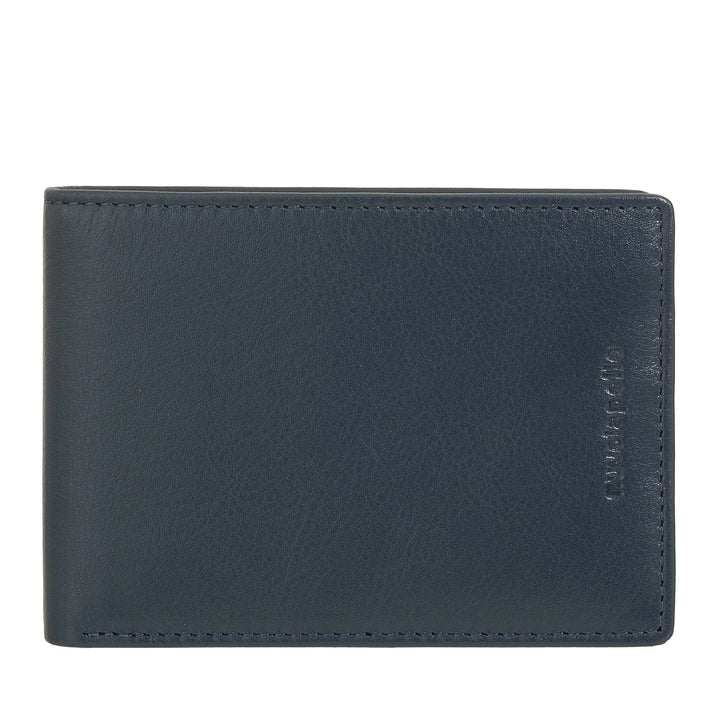 Ανδρικό πορτοφόλι Nuvola Pelle Compact Slim από γνήσιο δέρμα - Θήκη τραπεζογραμματίων και 6 θήκες για κάρτες και έγγραφα