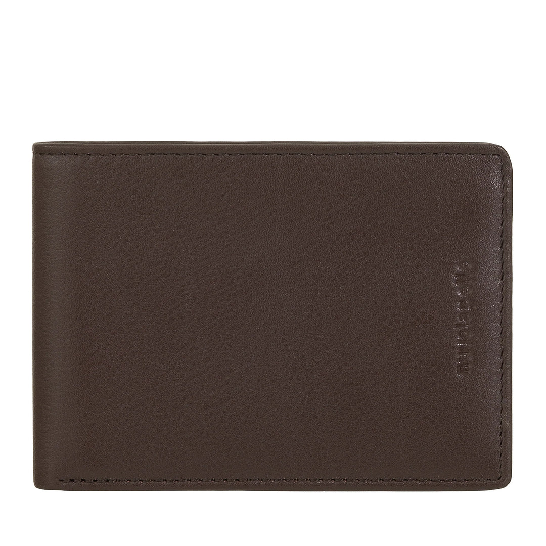 Ανδρικό πορτοφόλι Nuvola Pelle Compact Slim από γνήσιο δέρμα - Θήκη τραπεζογραμματίων και 6 θήκες για κάρτες και έγγραφα
