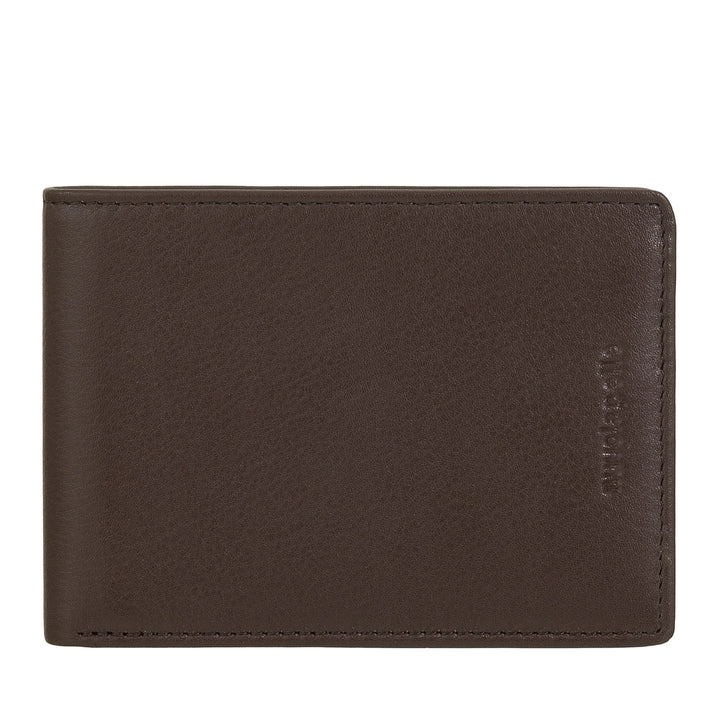 Ανδρικό πορτοφόλι Nuvola Pelle Compact Slim από γνήσιο δέρμα - Θήκη τραπεζογραμματίων και 6 θήκες για κάρτες και έγγραφα