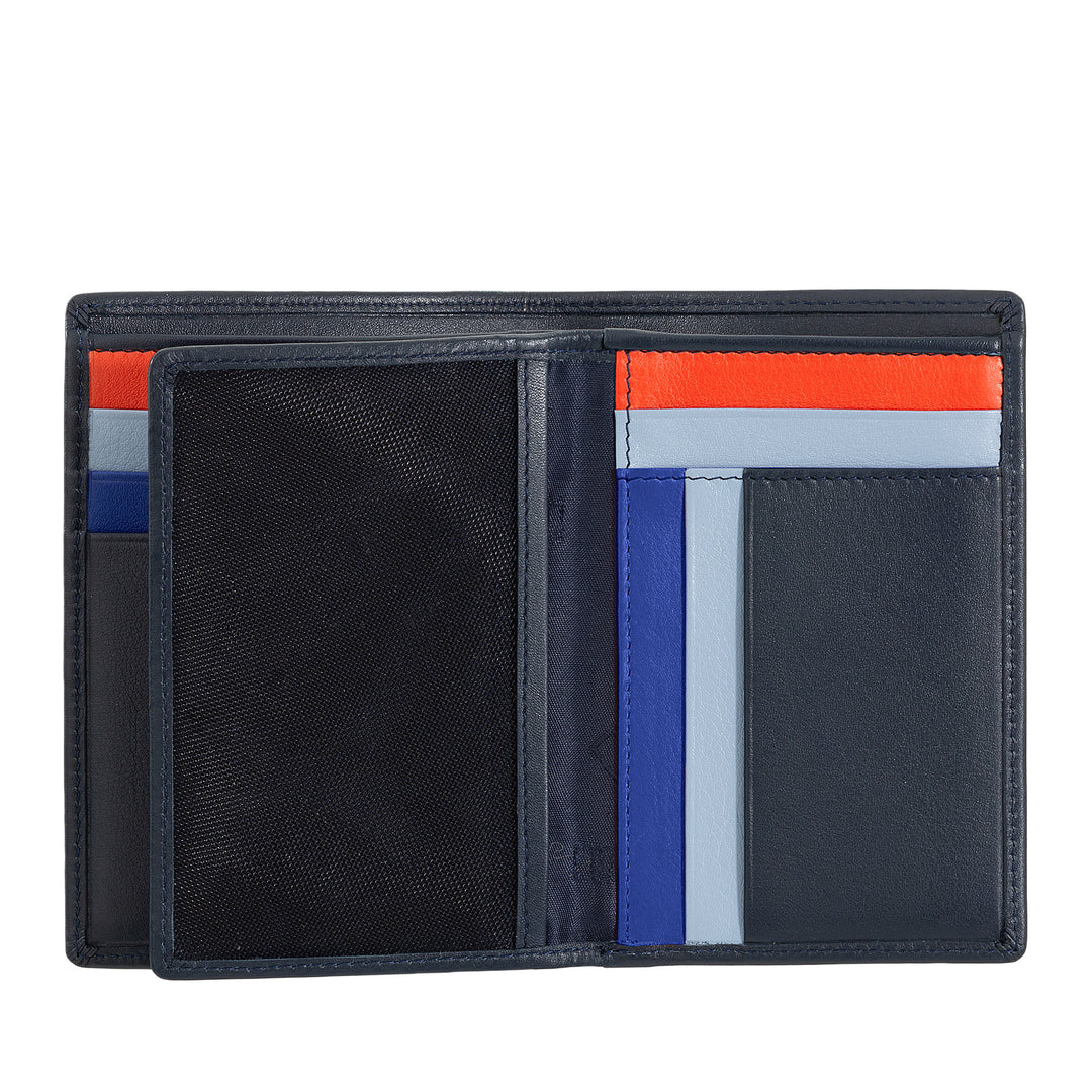 DUDU Men's RFID wallet in multicolored leather with zip