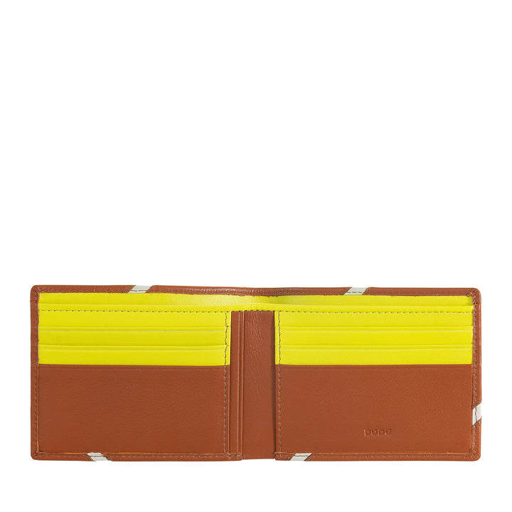 DUDU Small Men's Wallet in Genuine Leather - Compact Design Inspired by Tennis - 2 Pockets for Banknotes and Card Holders - Minimal and Sporty Style