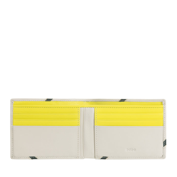 DUDU Small Men's Wallet in Genuine Leather - Compact Design Inspired by Tennis - 2 Pockets for Banknotes and Card Holders - Minimal and Sporty Style