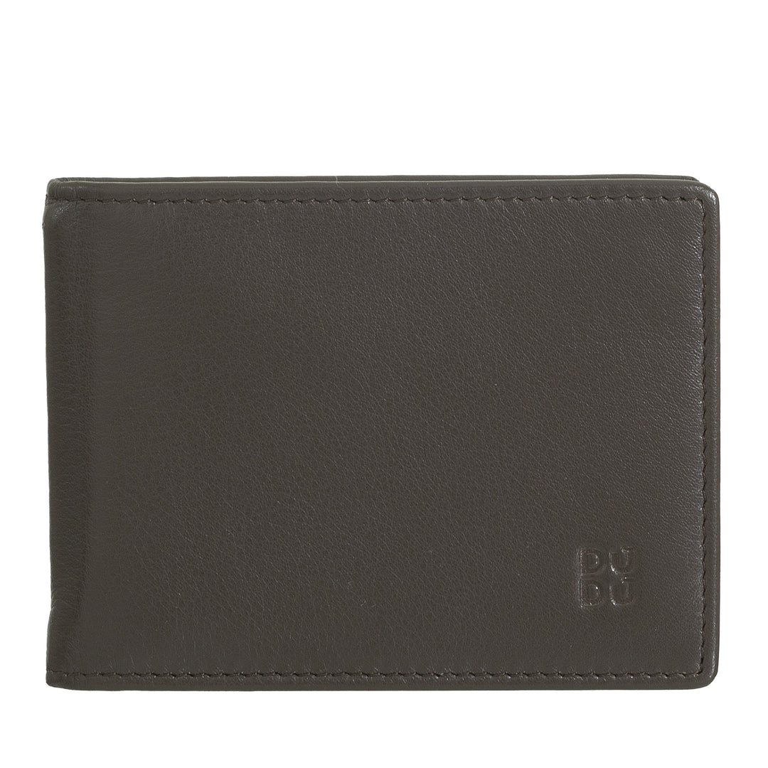 DUDU Men's Wallet with Money Clip, Small Slim Compact Wallet with RFID Protection, Credit Card Holder and Back Zip