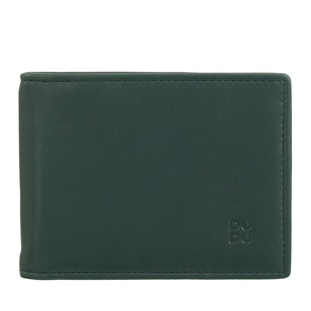DUDU herenportemonnee met geldclip, kleine slanke compacte portemonnee met RFID-bescherming, creditcardhouder en ritssluiting aan de achterkant