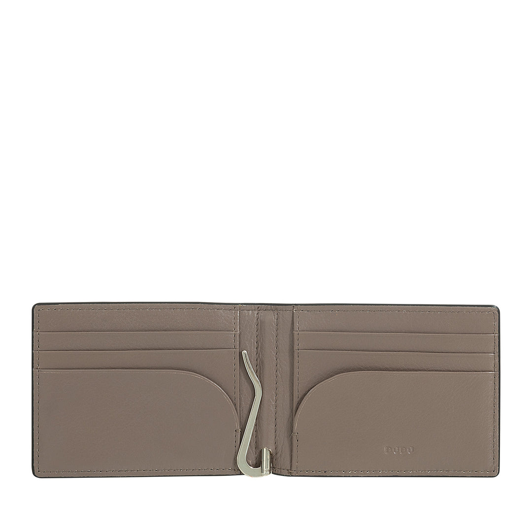 DUDU Men's Printed Leather Wallet with Money Clip, Small Compact Slim Wallet with RFID Protection - Credit Card Holder and Back Zip