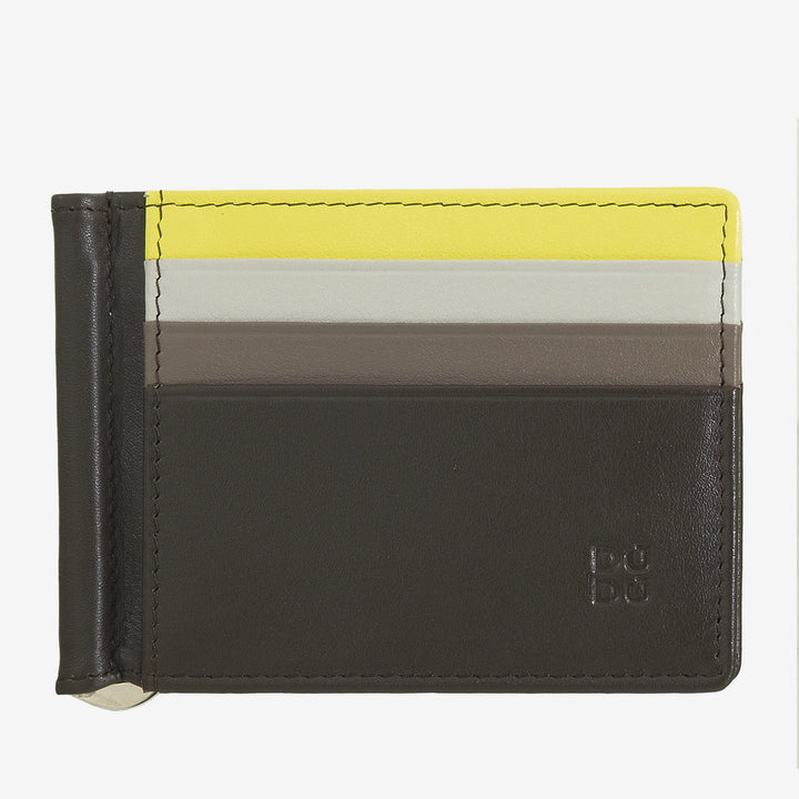 DUDU Cartera para hombre con clip de cuero para billetes Tarjetero para tarjetas de crédito Clip para billetes Tarjetero fino
