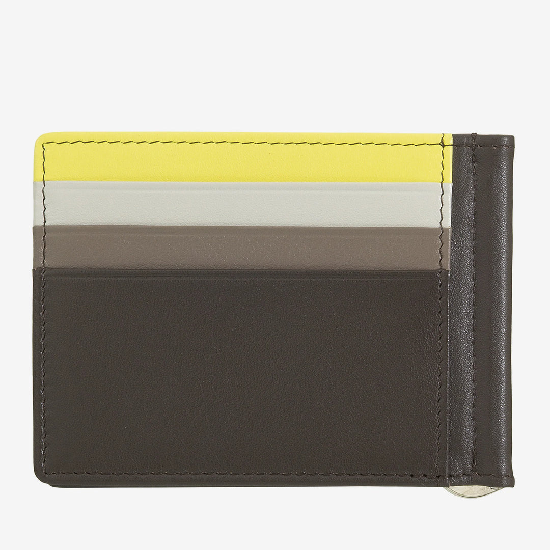DUDU Cartera para hombre con clip de cuero para billetes Tarjetero para tarjetas de crédito Clip para billetes Tarjetero fino