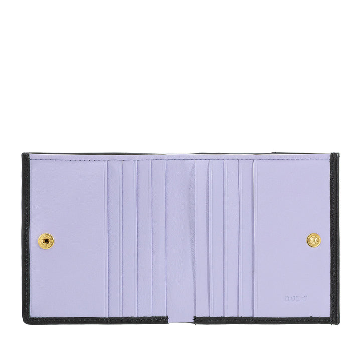 Carteira masculina e feminina DUDU em couro tecido multicolorido genuíno - carteira compacta com porta-cartões, porta-moedas, notas e fecho de botão