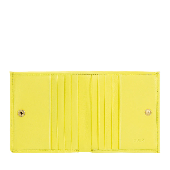 Carteira masculina e feminina DUDU em couro tecido multicolorido genuíno - carteira compacta com porta-cartões, porta-moedas, notas e fecho de botão