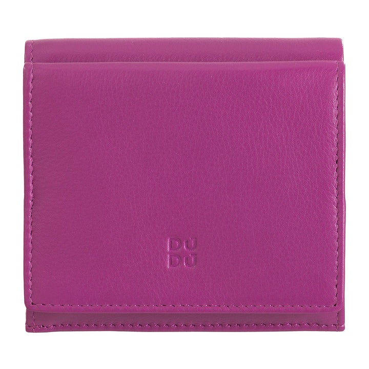 DUDU Cartera RFID de piel multicolor para tarjetas y monedas