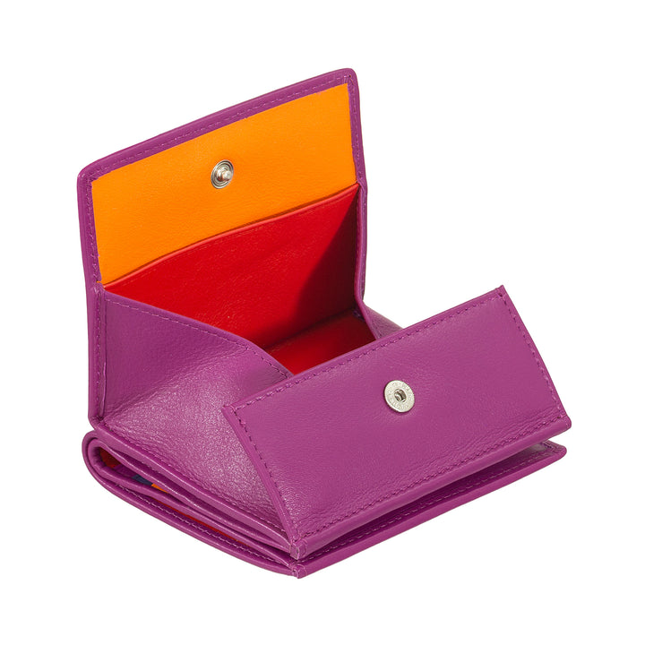 DUDU Cartera RFID de piel multicolor para tarjetas y monedas