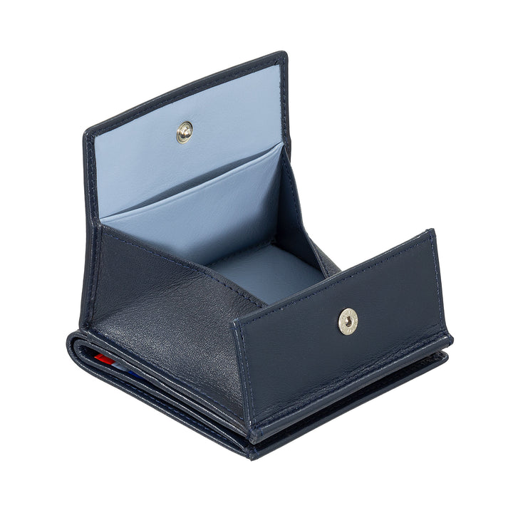 Carteira RFID de couro multicolorido DUDU para cartões e moedas