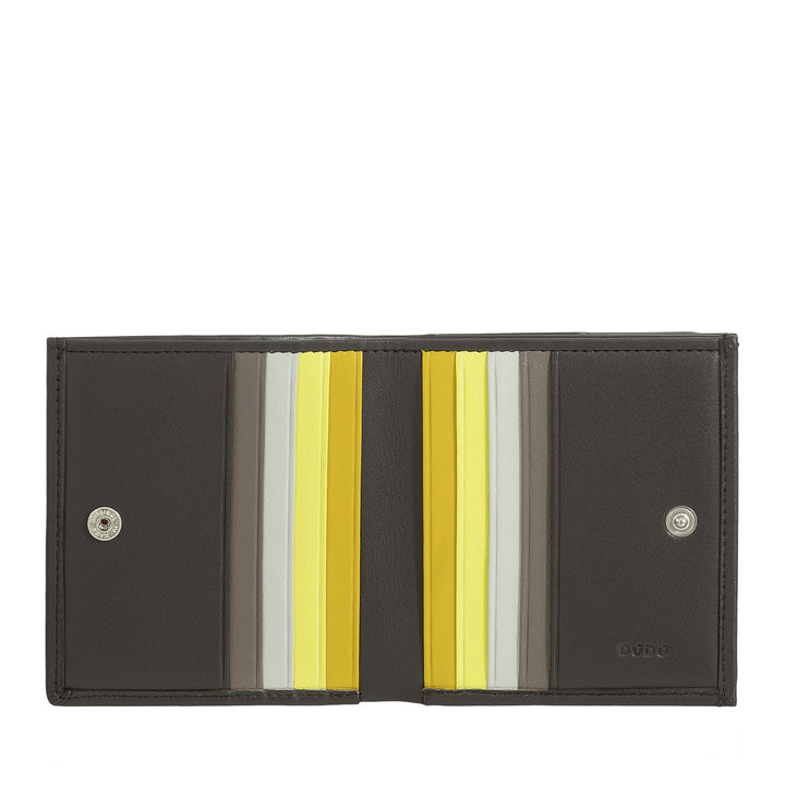 DUDU Cartera RFID de piel multicolor para tarjetas y monedas