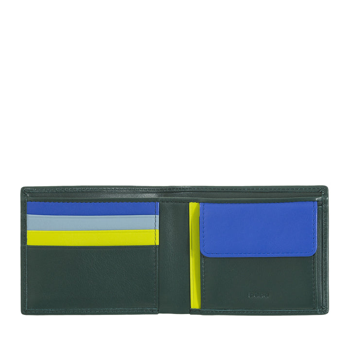DUDU Cartera Hombre Slim en Piel con Protección RFID Tarjetero con Monedero Carteras Coloridas