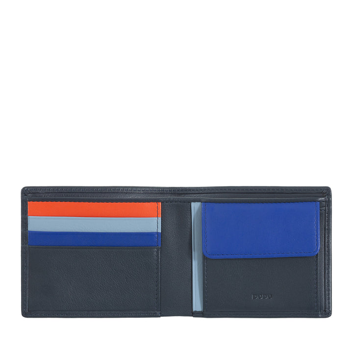 DUDU Cartera Hombre Slim en Piel con Protección RFID Tarjetero con Monedero Carteras Coloridas