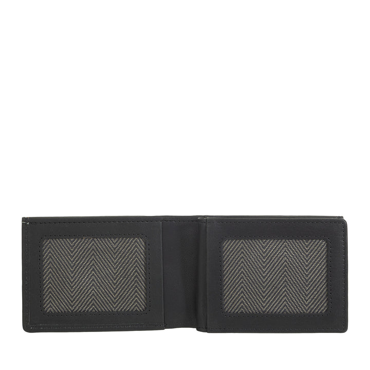 Nuvola Pelle Men's Mini Leather Wallet with Coin Purse - Compact and Elegant, for Jacket Pocket, with Card Slots, Transparent Windows and Minimal Design