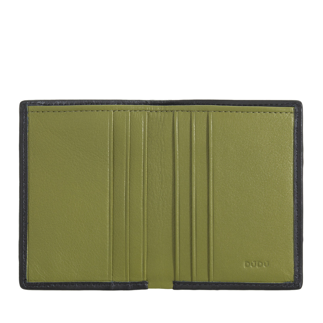 DUDU Small Men's Wallet in Woven Leather - Elegant and Thin, Slim Wallet for Cards, Banknotes and Documents