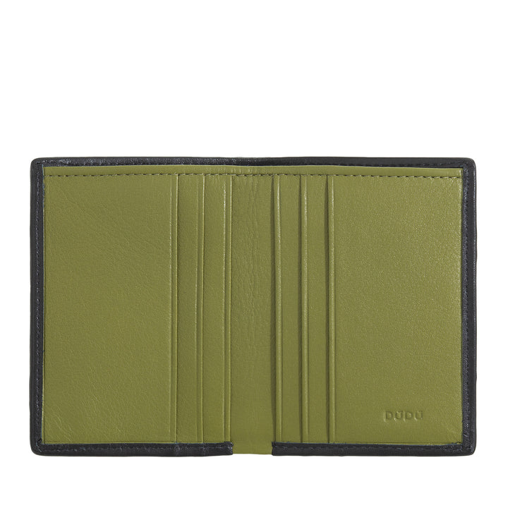 DUDU Small Men's Wallet in Woven Leather - Elegant and Thin, Slim Wallet for Cards, Banknotes and Documents