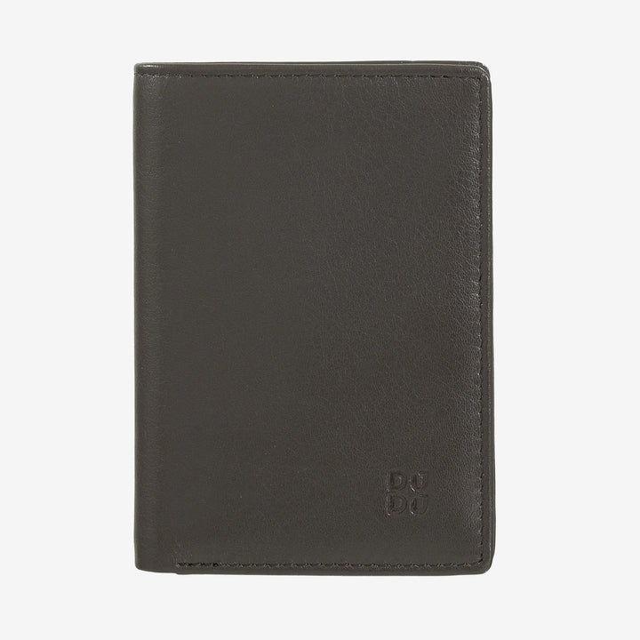 DUDU RFID-blokerende læderpung til mænd, lille bifold-lommepung med ID-vindue, 9 kreditkortholdere, seddelholder