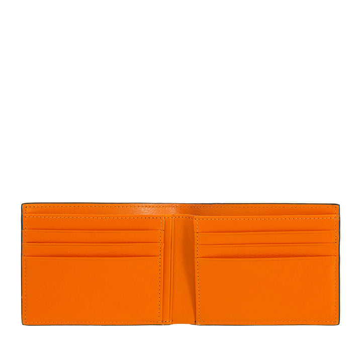 DUDU Men's RFID Blocking Wallet in Printed Leather, Small Screened Pocket Wallet with Credit Card Slot