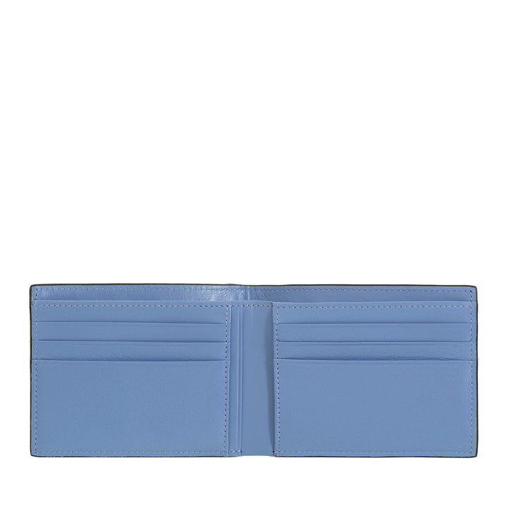 DUDU Men's RFID Blocking Wallet in Printed Leather, Small Screened Pocket Wallet with Credit Card Slot