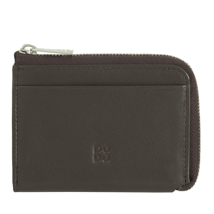DUDU Small Men's Wallet with Zip, Colorful Leather RFID Wallet, Credit Card Holder, Compact Pocket Design