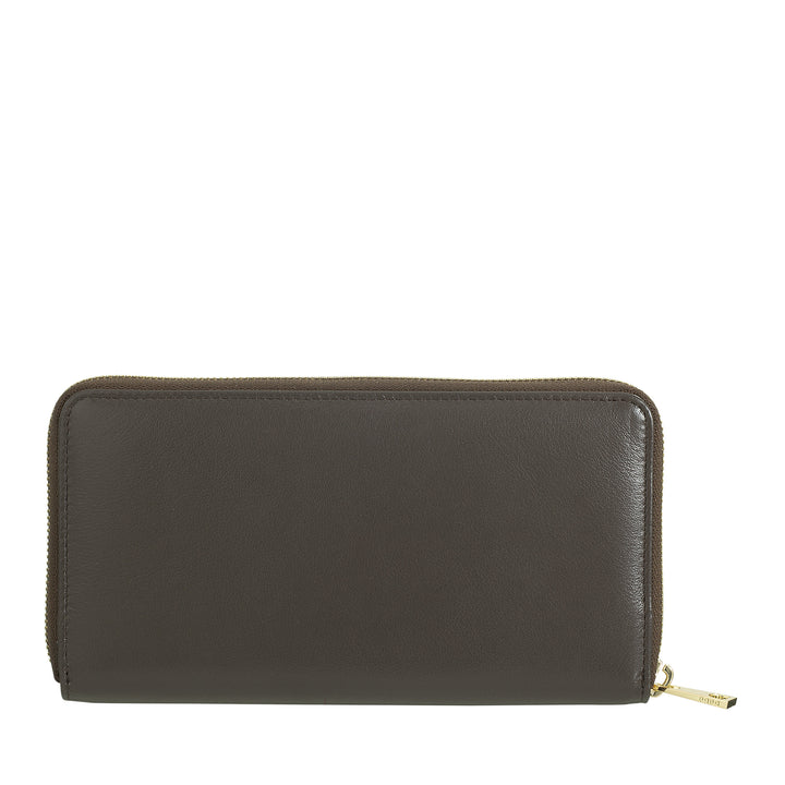 DUDU Large RFID women's wallet in genuine colored leather with zip around