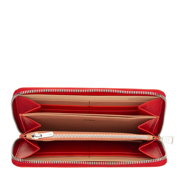 DUDU Nagy RFID női pénztárca valódi színes bőrből, körbe cipzárral