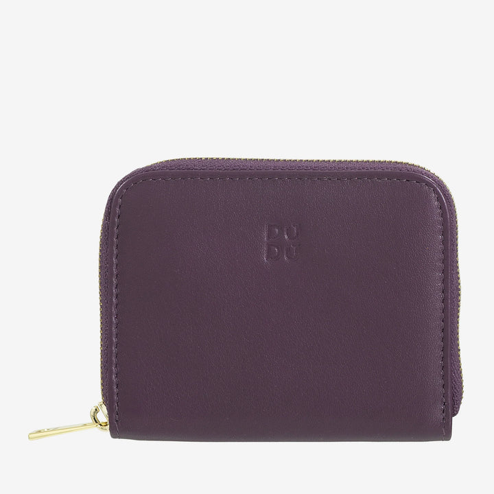 DUDU Møntpung til mænd og kvinder i farvet læder med lynlås, kortlommer, kompakt tegnebog