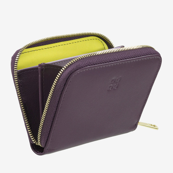 DUDU Møntpung til mænd og kvinder i farvet læder med lynlås, kortlommer, kompakt tegnebog