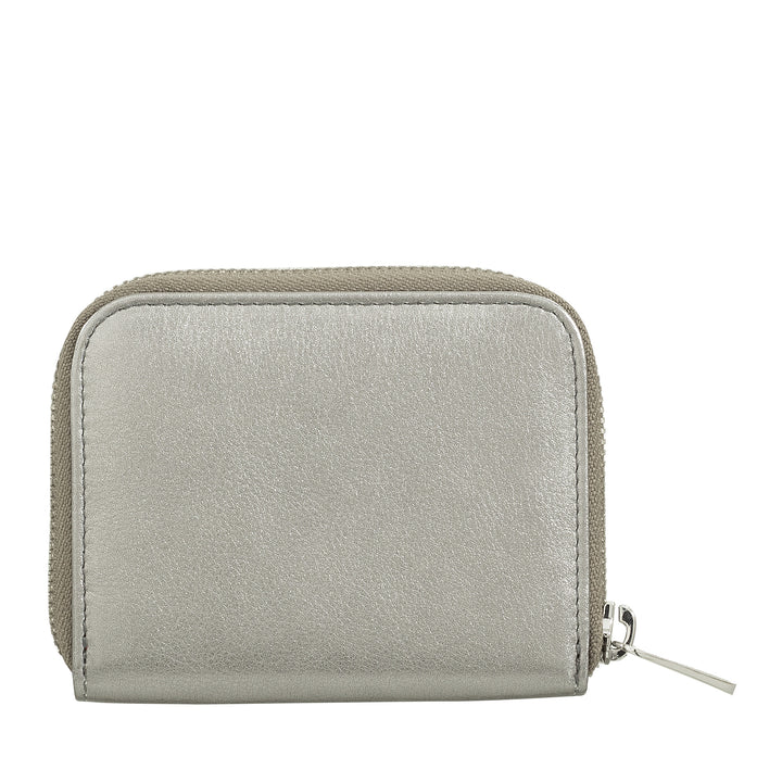 DUDU Myntväska för män och kvinnor i färgat läder med dragkedja, kortfickor, kompakt plånbok