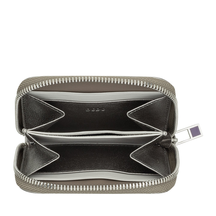 DUDU Myntväska för män och kvinnor i färgat läder med dragkedja, kortfickor, kompakt plånbok