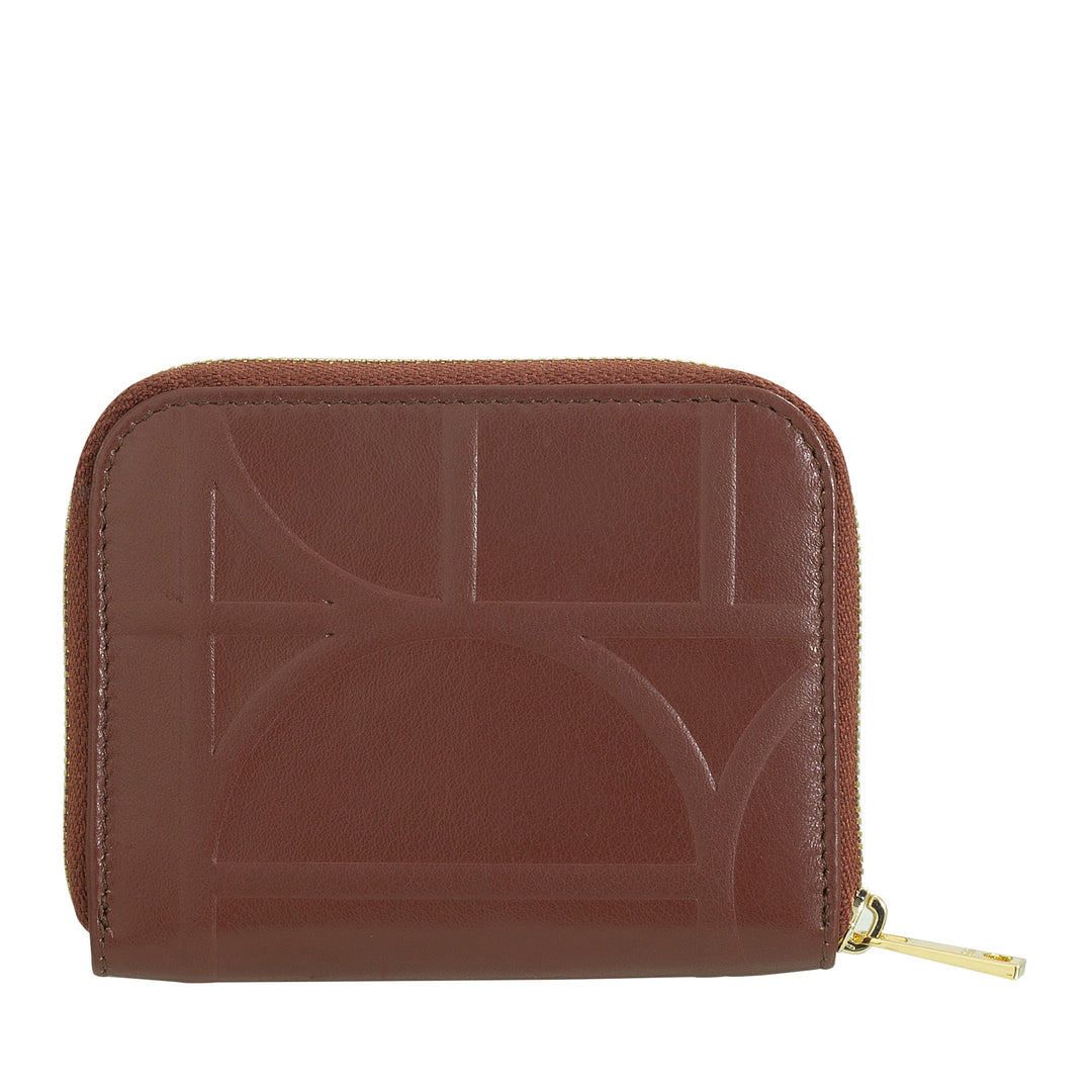 DUDU Men's and Women's Small Coin Purse in Printed Leather with Zip, Card Pockets - Small Compact Wallet