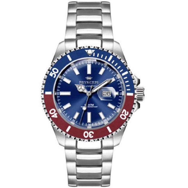 Zegarek Pryngeps Mediterraneo Professional 42mm niebieska stal kwarcowa A1097 B/BR - Capodagli 1937
