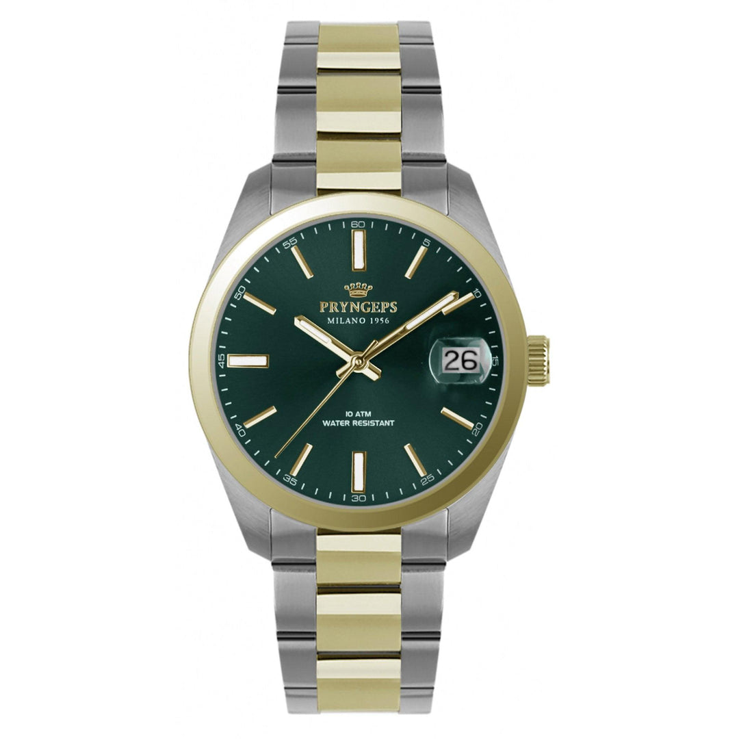 Zegarek Pryngeps Torino 33 mm zielona kwarcowa stal żółte złoto wykończenie PVD A1072/B VE - Capodagli 1937