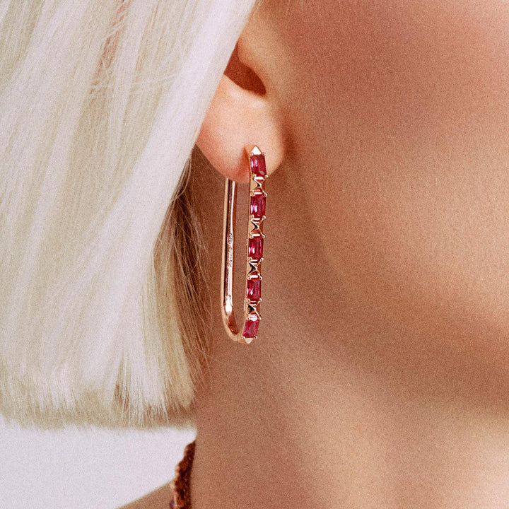 Rosato σκουλαρίκια οβάλ κρίκου ασήμι 925 PVD ροζ χρυσό φινίρισμα κυβικά ζιρκονία RZCU.109 - Capodagli 1937