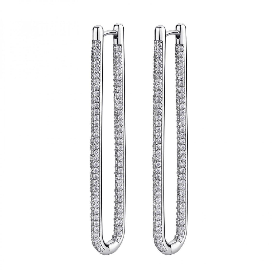 Boucles d'oreilles créoles ovales Rosato Bianca argent 925 zircone cubique RZBI.29 - Capodagli 1937