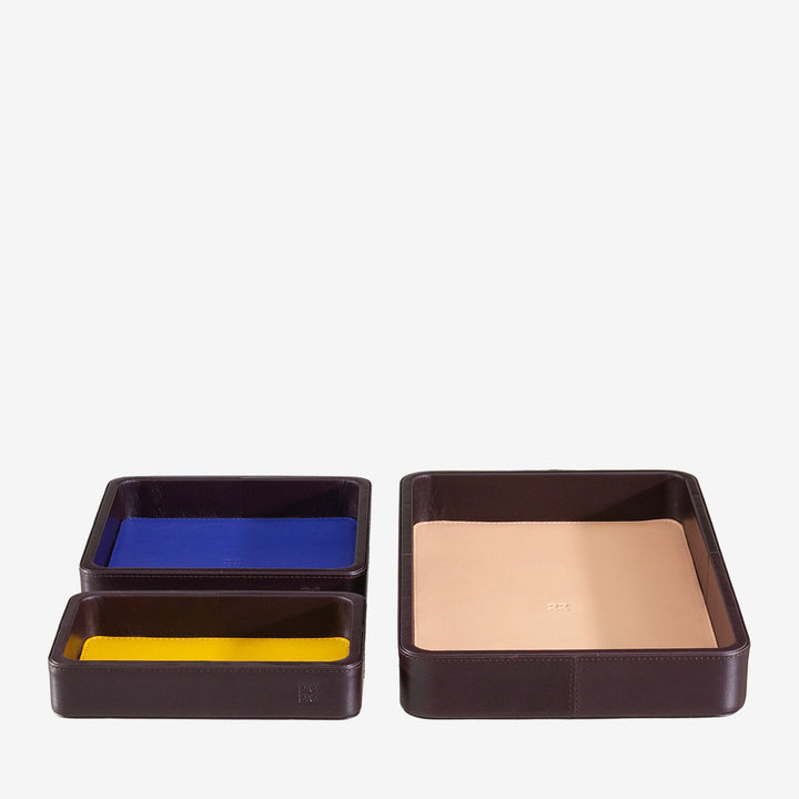 DUDU Set van 3 stuks Leren zakbakje, tafelopbergbakje Thuis Bureau Kantoor, sleutelhouder, munten, telefoon