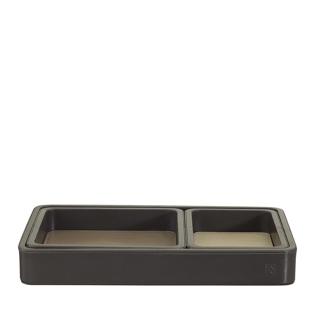 DUDU Set of 3 pcs Leather Pocket Tray, Table Storage Tray Home Desk Office, Key Holder, Coins, Telephone