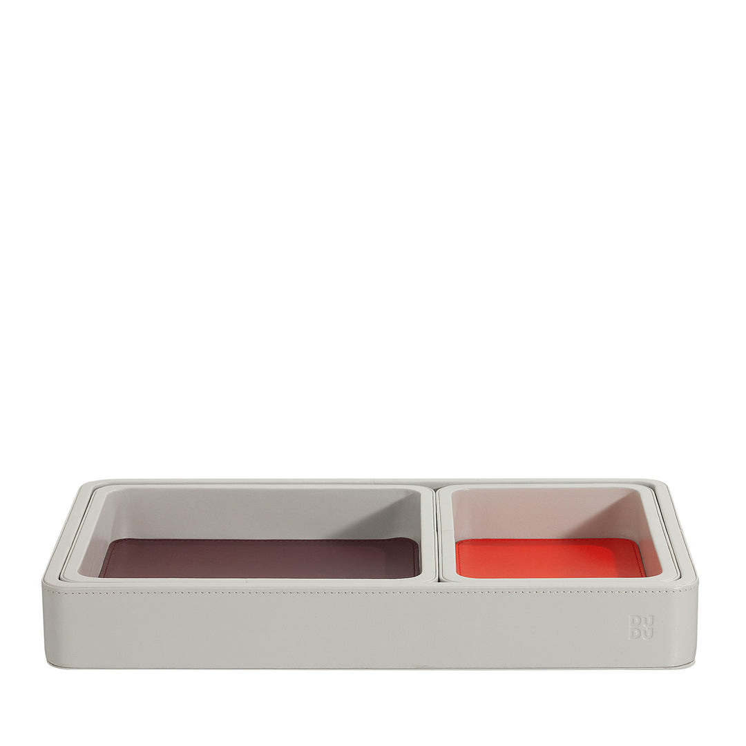 DUDU Set med 3 st Läderficka, Bordsförvaringsbricka Hemmaskrivbord Kontor, Nyckelhållare, Mynt, Telefon