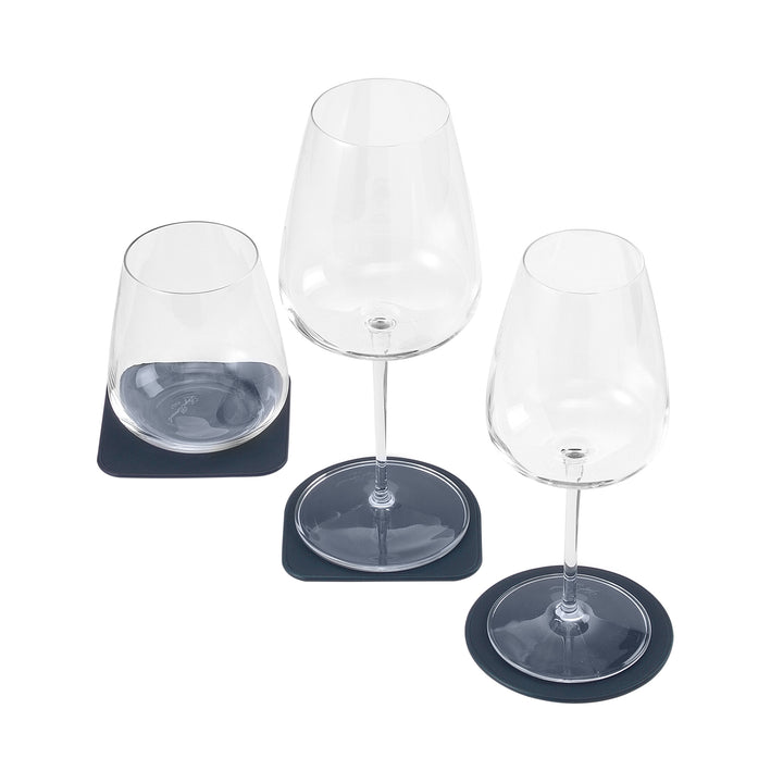 DUDU Set de 3 suporturi din piele moale colorată, față-verso, formă rotundă pătrată, 9,5x9,5 cm, design elegant