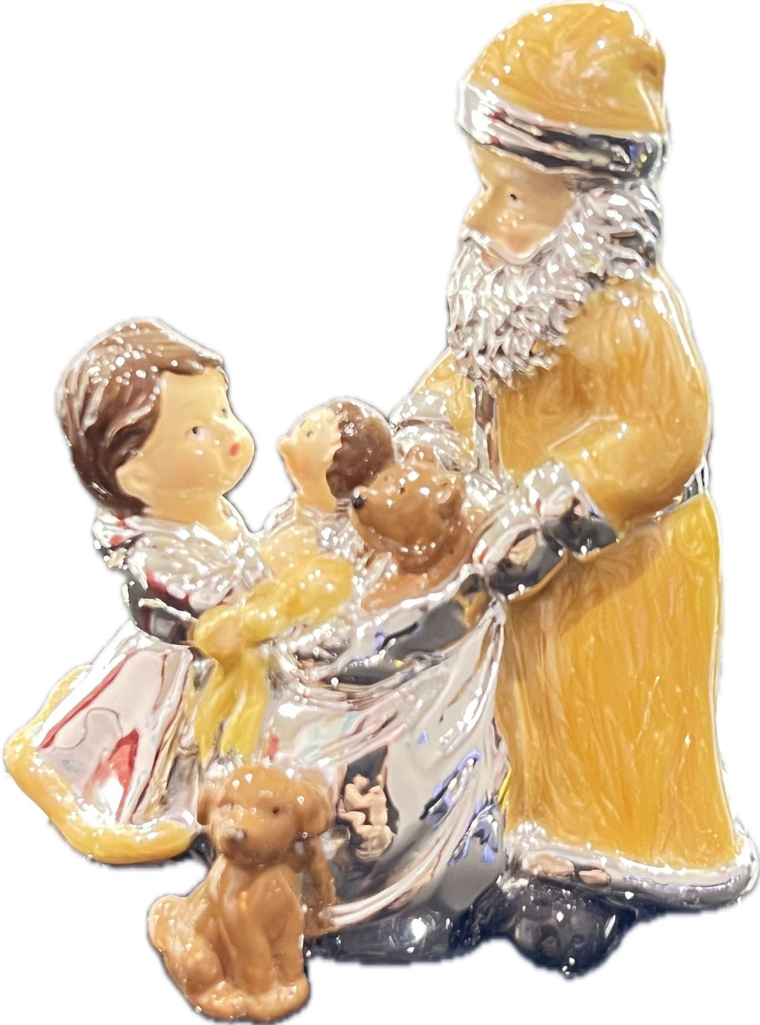 Père Noël Souverain avec Cadeaux en résine laminée argentée A0631-1 - Capodagli 1937