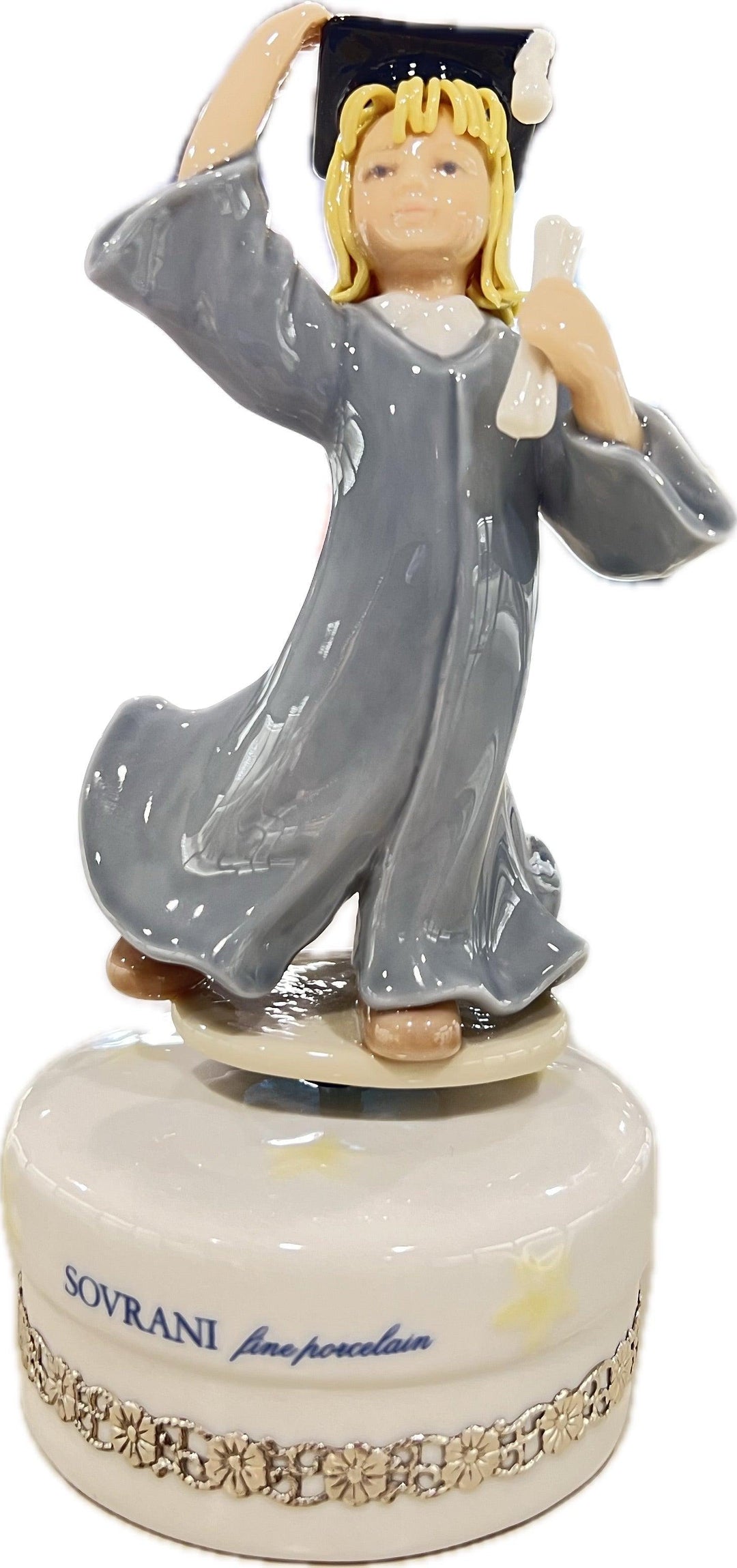 Pozytywka Sovrani Laureata srebrna porcelana 925 SP016 - Capodagli 1937