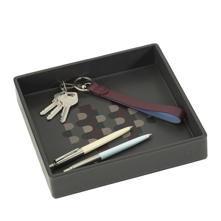 Designový barevný kožený kapesní podnos DUDU Entryway s dárkovou krabičkou