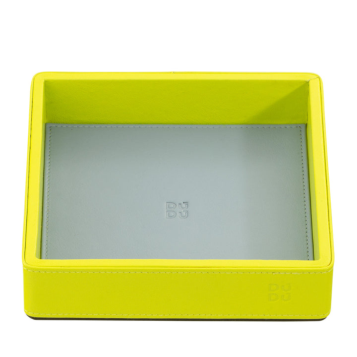 DUDU Entryway Designer Colored Leather Pocket Tray, 14x14cm, with Gift Box